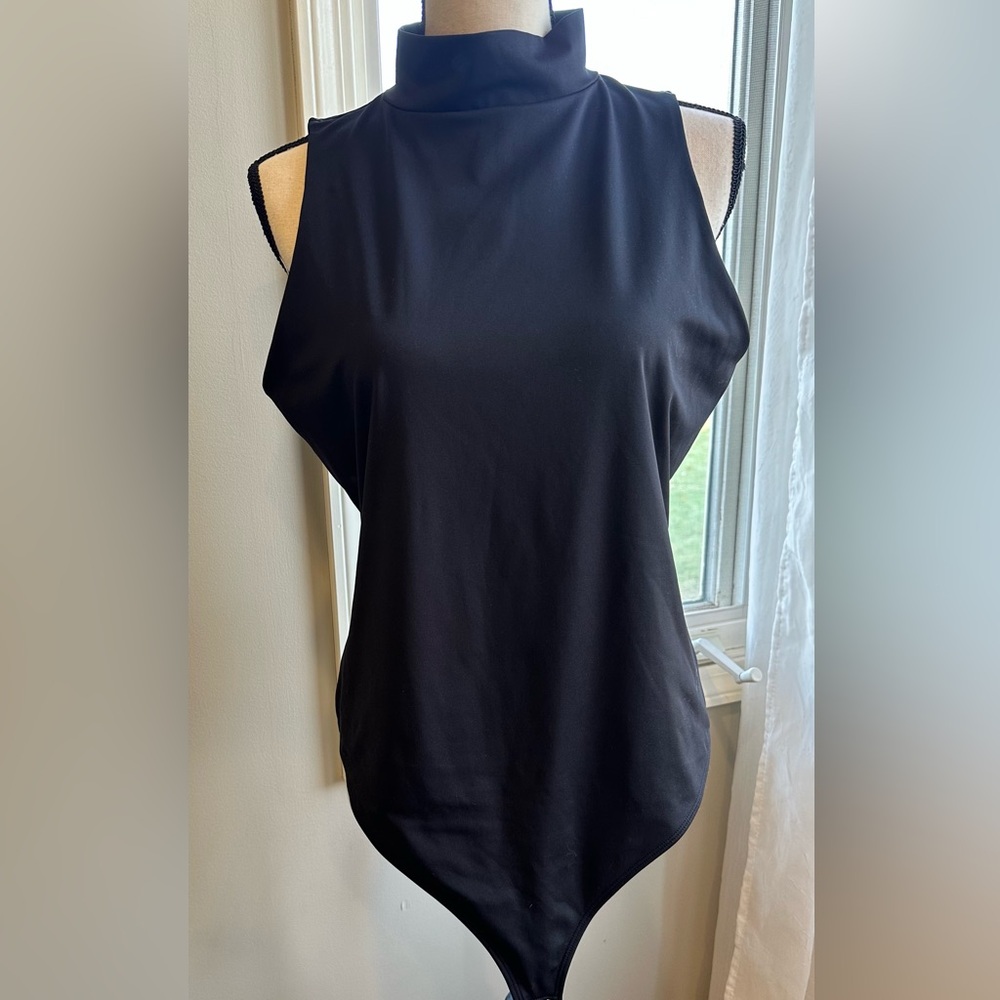 Nine West Sleeveless mock Neck Bodysuit Black size XL